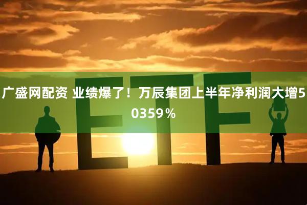 广盛网配资 业绩爆了！万辰集团上半年净利润大增50359％