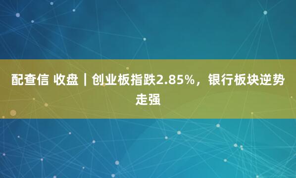 配查信 收盘｜创业板指跌2.85%，银行板块逆势走强