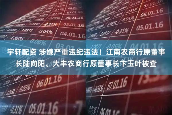 宇轩配资 涉嫌严重违纪违法！江南农商行原董事长陆向阳、大丰农商行原董事长卞玉叶被查
