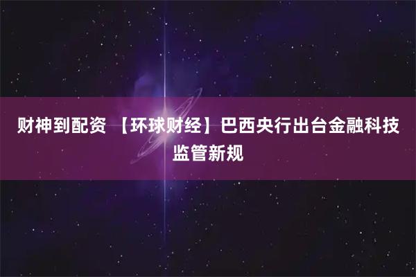 财神到配资 【环球财经】巴西央行出台金融科技监管新规