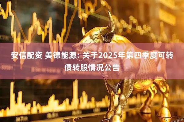 安信配资 美锦能源: 关于2025年第四季度可转债转股情况公告