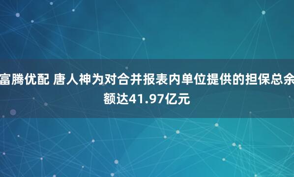 富腾优配 唐人神为对合并报表内单位提供的担保总余额达41.97亿元